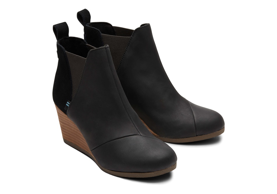 Toms Kelsey Bootie Black Leather