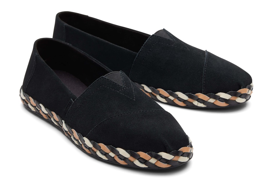 Toms Alpargata Leather Wrap Black Suede