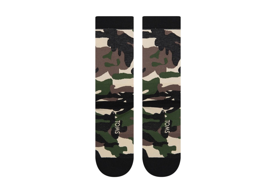 Toms Light Cushioned  Crew  Socks Camo Black Camo